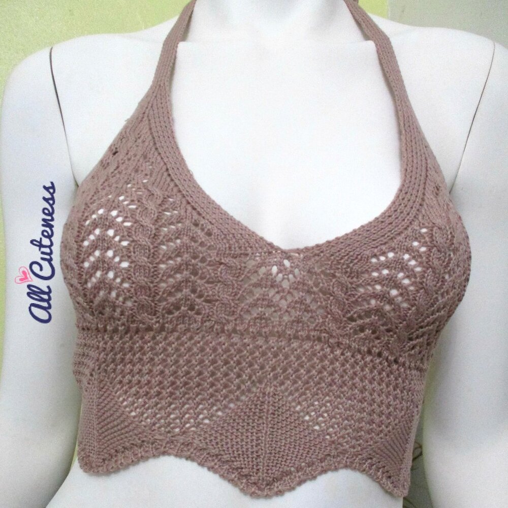 Crochet Halter Crop Top Size S
